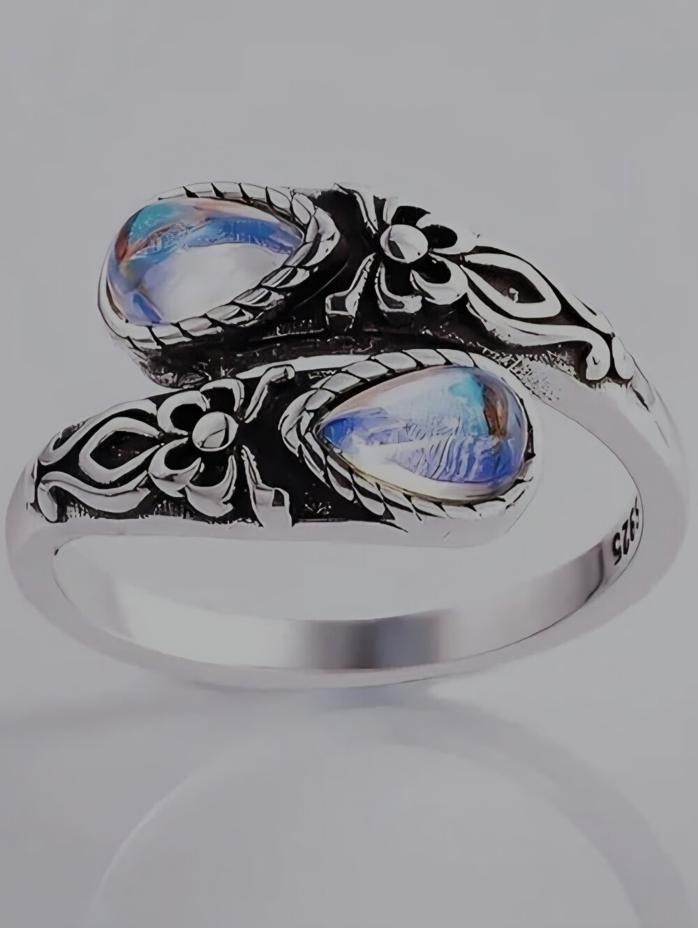 Moonstone Sterling Silver Adjustable Spoon Ring Brand New!